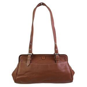 Tignanello BROWN GENUINE LEATHER MEDIUM TOP HANDLE SHOULDER BAG HANDBAG PURSE